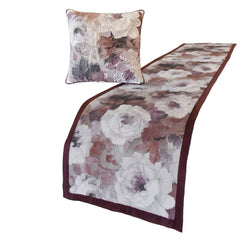 Wood Rose - Jacquard Purple Decorative Bed Runner and Pillow Cover