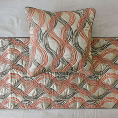 Orange Twirls - Jacquard Orange Decorative Bed Runner and Pillow Cover