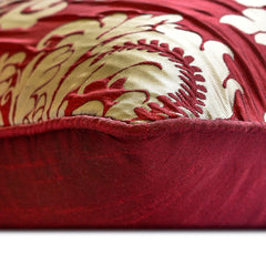Damask Aurum - Red Jacquard Throw Pillow Cover