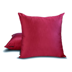Deep Red Slub Satin - Red Satin Throw Pillow Cover