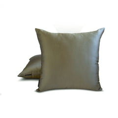 Taupe Gray Slub Satin - Taupe Satin Lumbar Pillow Cover