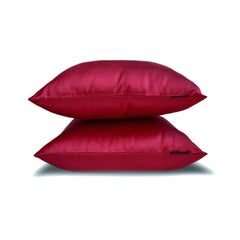 Deep Red Slub Satin - Red Satin Lumbar Pillow Cover