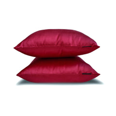 Deep Red Slub Satin - Red Satin Throw Pillow Cover