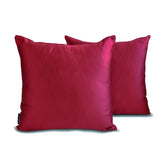 Deep Red Slub Satin Throw Pillow Cover