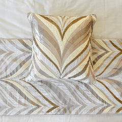 Clarissa Serene - Jacquard Ivory Decorative Bed Runner and Pillow Cover