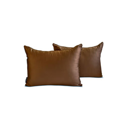Brown Slub Satin Lumbar Pillow Cover