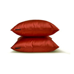 Rust Slub Satin - Rust Satin Lumbar Pillow Cover