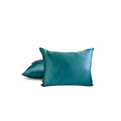 Turquoise Slub Satin - Turquoise Satin Lumbar Pillow Cover