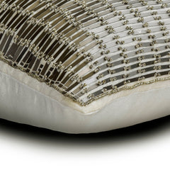 Silver Luminance - Silver Art Silk Lumbar Pillow Cover