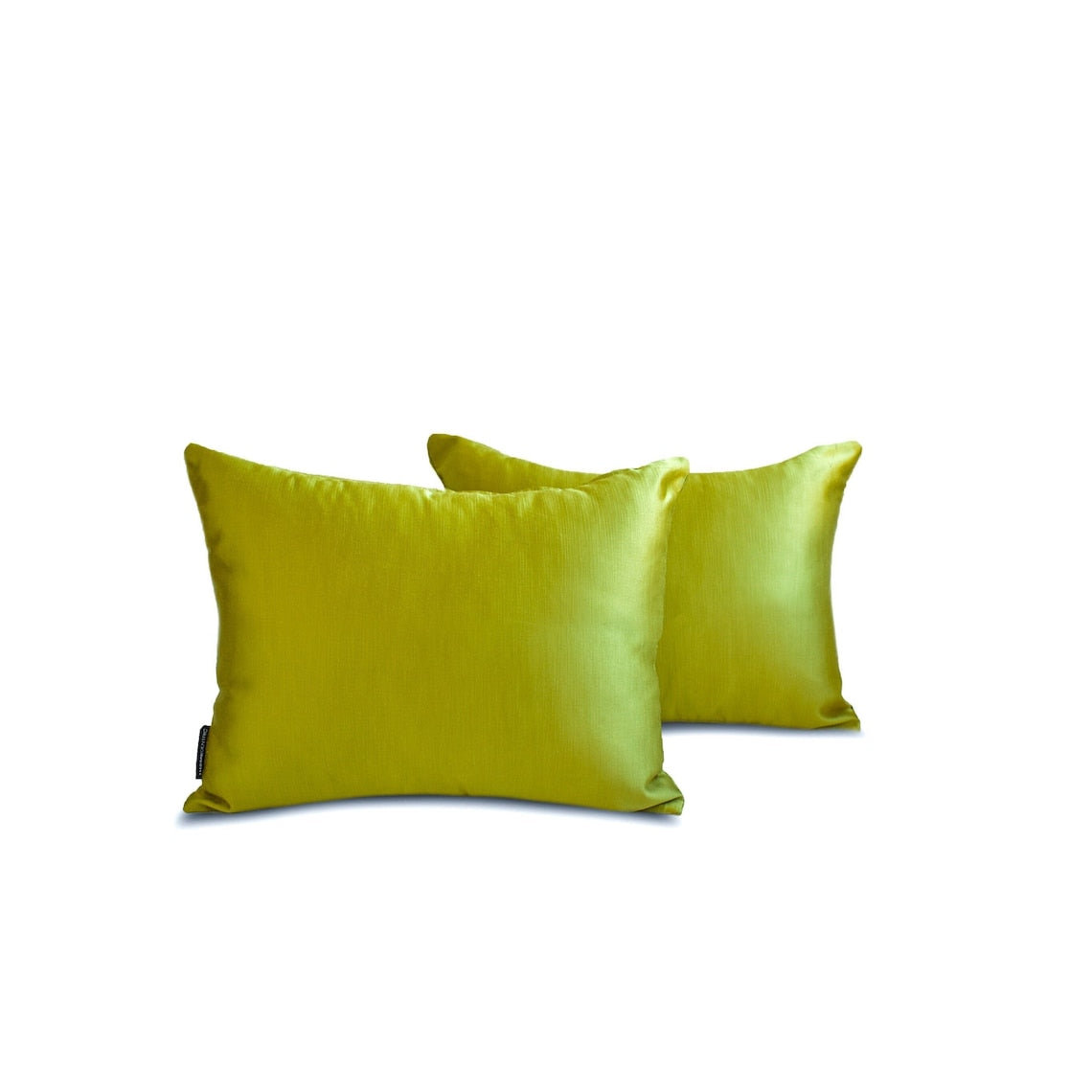 Chartreuse Slub Satin Lumbar Pillow Cover
