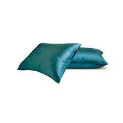 Turquoise Slub Satin - Turquoise Satin Lumbar Pillow Cover