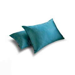 Turquoise Slub Satin - Turquoise Satin Lumbar Pillow Cover
