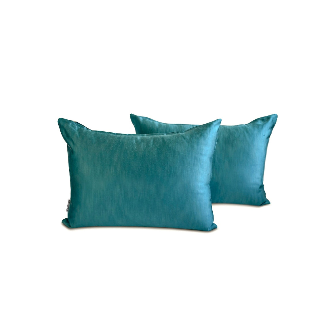 Turquoise Slub Satin Lumbar Pillow Cover