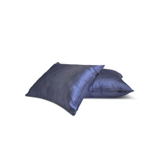 Midnight Blue Slub Satin Lumbar Pillow Cover