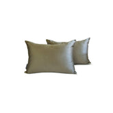 Taupe Gray Slub Satin Lumbar Pillow Cover