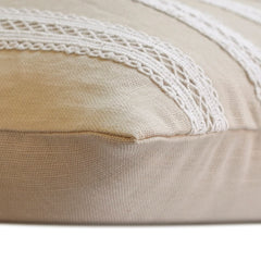 Lace Serenade - Beige Linen Lumbar Pillow Cover