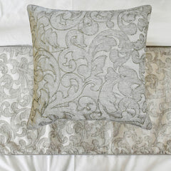 Ethereal Silver - Jacquard Silver Decorative Bed Runner and Pillow Cover