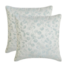 Pastel Petal Blue - Blue Jacquard Throw Pillow Cover