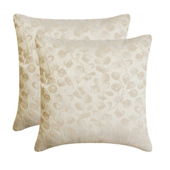 Pastel Petal Beige - Beige Jacquard Throw Pillow Cover