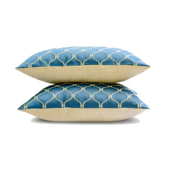 Trellis Tango - Blue Jacquard Throw Pillow Cover