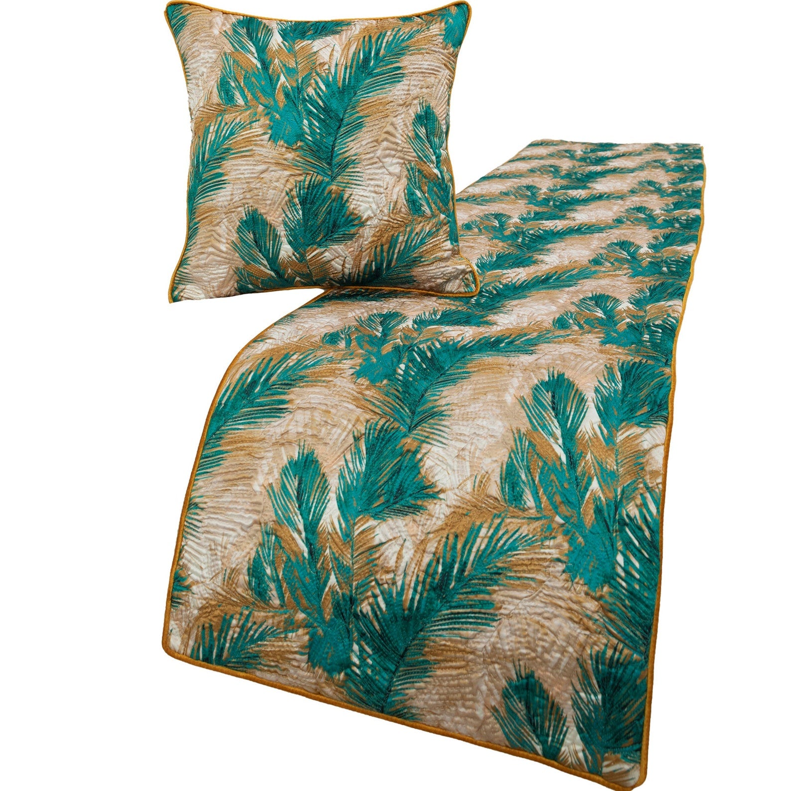 Palms Decorative Bed Runner and Pillow Cover