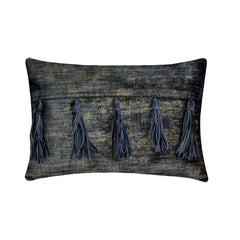 Tassels N Grey Lumbar Pillow Cover