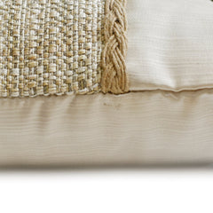 Jute Ivory Satini - Ivory & Beige Jute & Satin Lumbar Pillow Cover