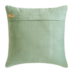 Mint Fresh - Mint Green & Grey Jute & Faux Leather Decorative Euro Sham