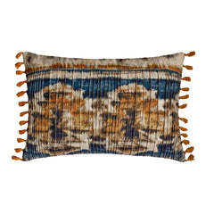 Amisha - Blue Cotton Throw Pillow Cover