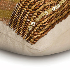 Casting A Glow - Gold & Brown Linen Lumbar Pillow Cover