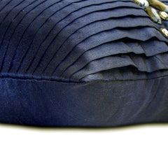 Crystal Dreams Navy - Navy Blue Silk Lumbar Pillow Cover