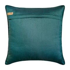 Ataro - Teal Blue Jacquard Throw Pillow Cover