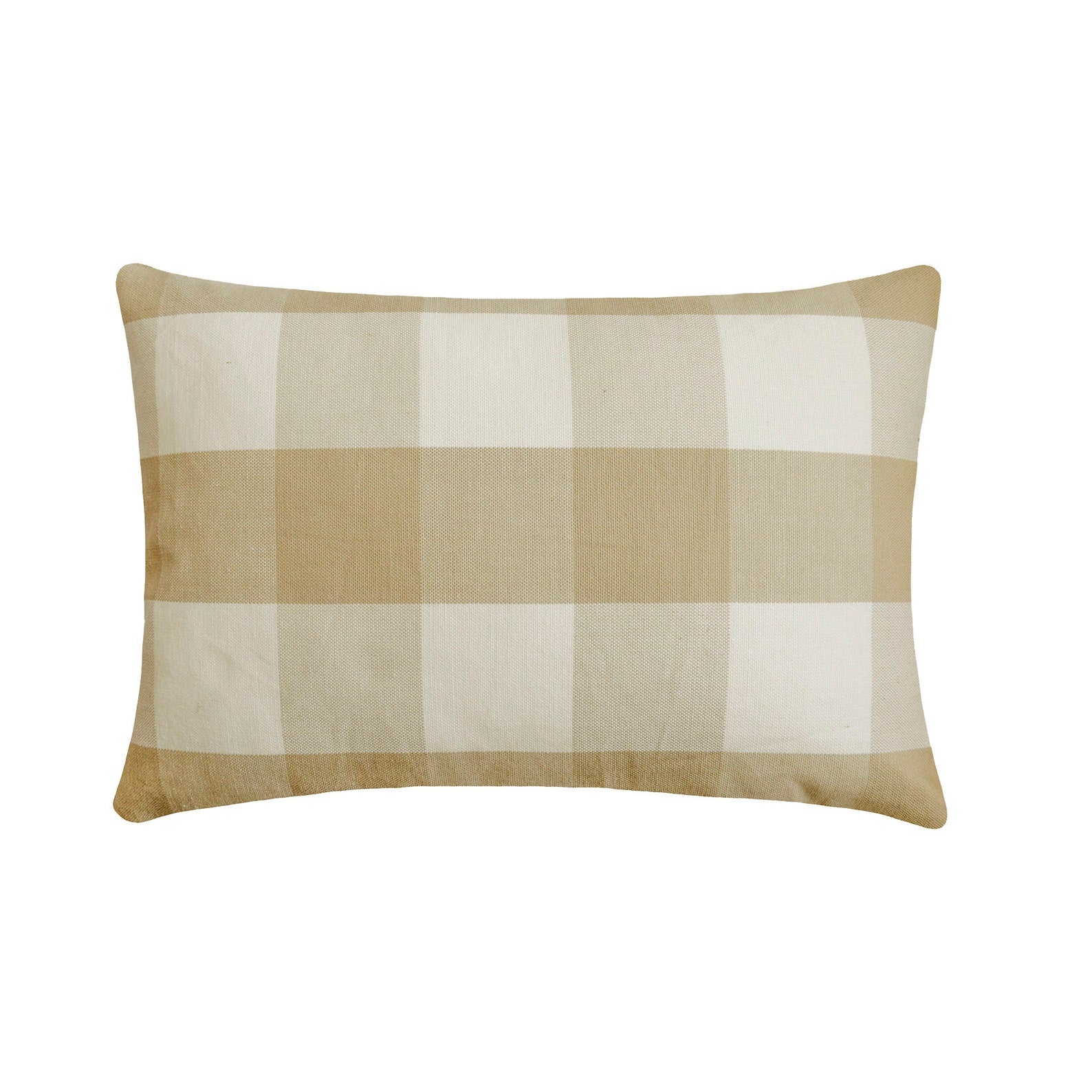Beige Plaid Play Lumbar Pillow Cover