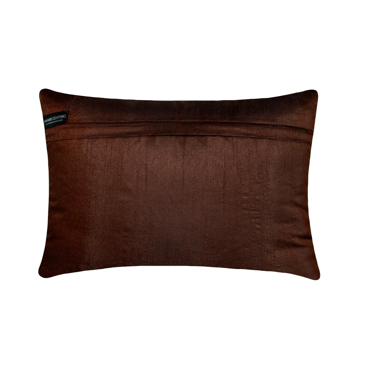 Brown Silk Lumbar Pillow Cover, Brown Center The HomeCentric