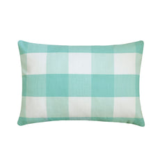 Aqua Plaid Play Lumbar Pillow Cover