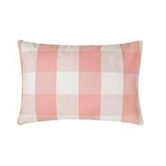 Peach Pink Plaid Play Lumbar Pillow Cover
