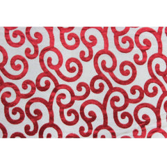 Cayenne Red Scrolls Printed Velvet Fabric By the Yard