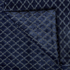 Geometric Navy Blue Velvet Fabric By The Yard