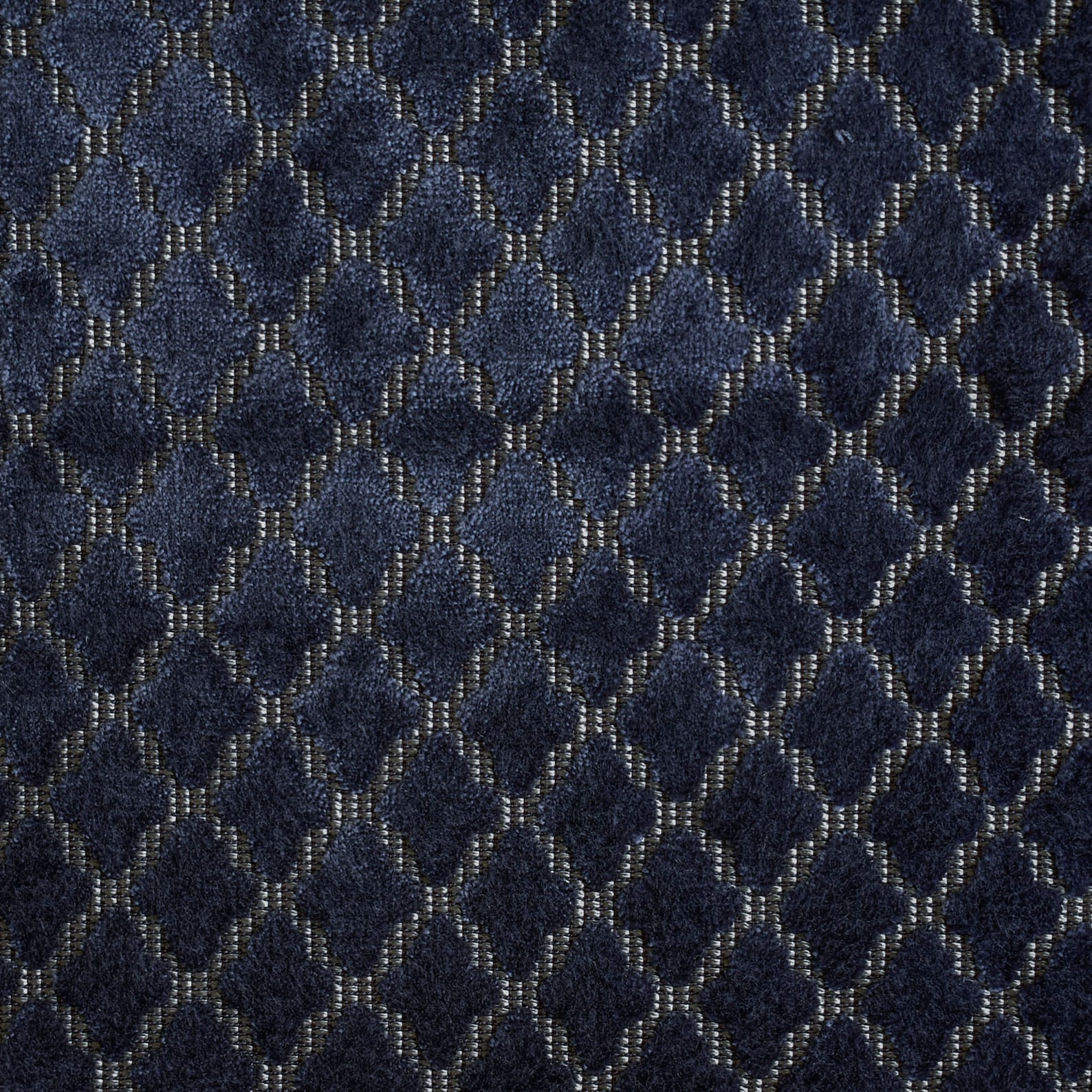 Geometric Navy Blue Velvet Fabric By The Yard