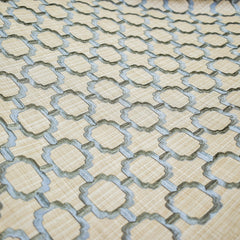 Beige Medallion Geometric Embroidered Fabric By The Yard