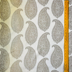 Grey Paisley Woven Fabric By The Yard, Cotton Fabric