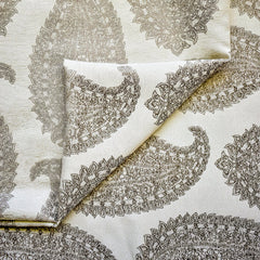 Grey Paisley Woven Fabric By The Yard, Cotton Fabric