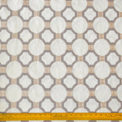 Ivory Medallion Geometric Embroidered Fabric By The Yard