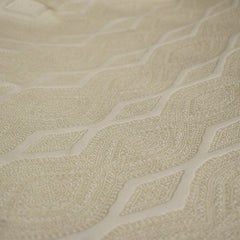 Beige Geometric Embroidered Fabric By The Yard