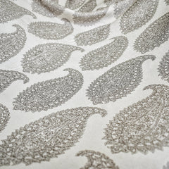 Grey Paisley Woven Fabric By The Yard, Cotton Fabric