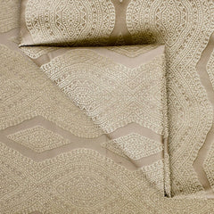 Beige Geometric Embroidered Fabric By The Yard
