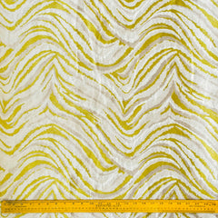 Chartreuse Waves Woven Fabric By The Yard, Polyester Cotton Fabric