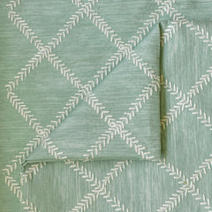 Duck Egg Leafy Diamond Geometric Fabric By The Yard