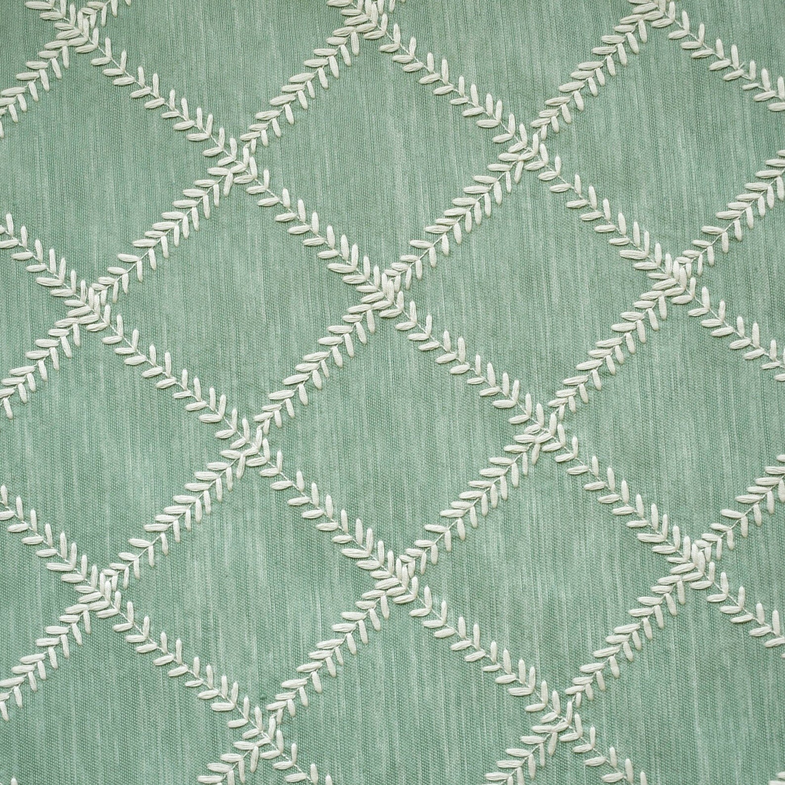 Duck Egg Leafy Diamond Geometric Fabric By The Yard