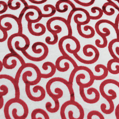 Cayenne Red Scrolls Printed Velvet Fabric By the Yard